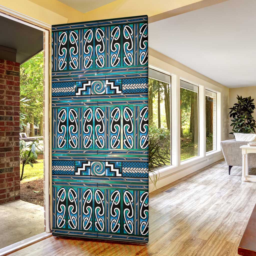 Maori Matariki Door Cover Green Galaxy Aesthetic Koru Art LT01 - Polynesian Pride