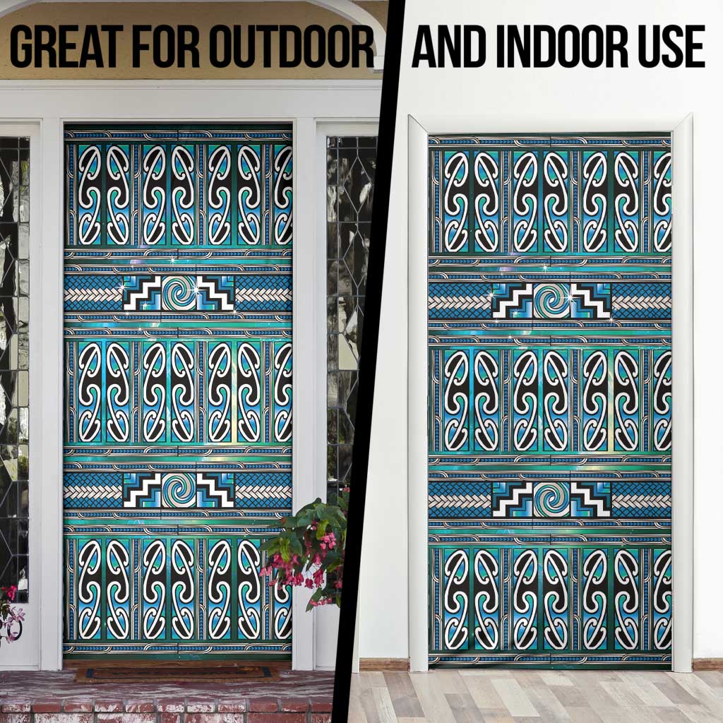 Maori Matariki Door Cover Green Galaxy Aesthetic Koru Art LT01 - Polynesian Pride