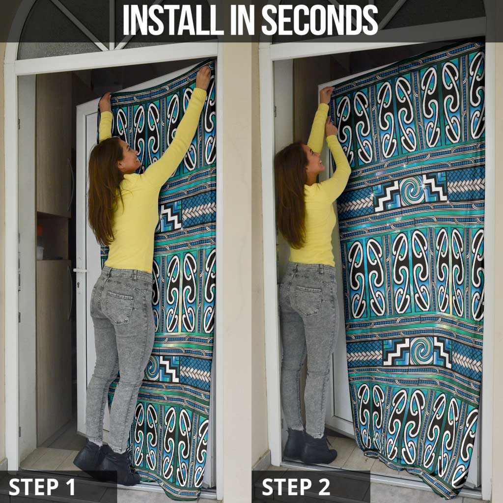 Maori Matariki Door Cover Green Galaxy Aesthetic Koru Art LT01 - Polynesian Pride