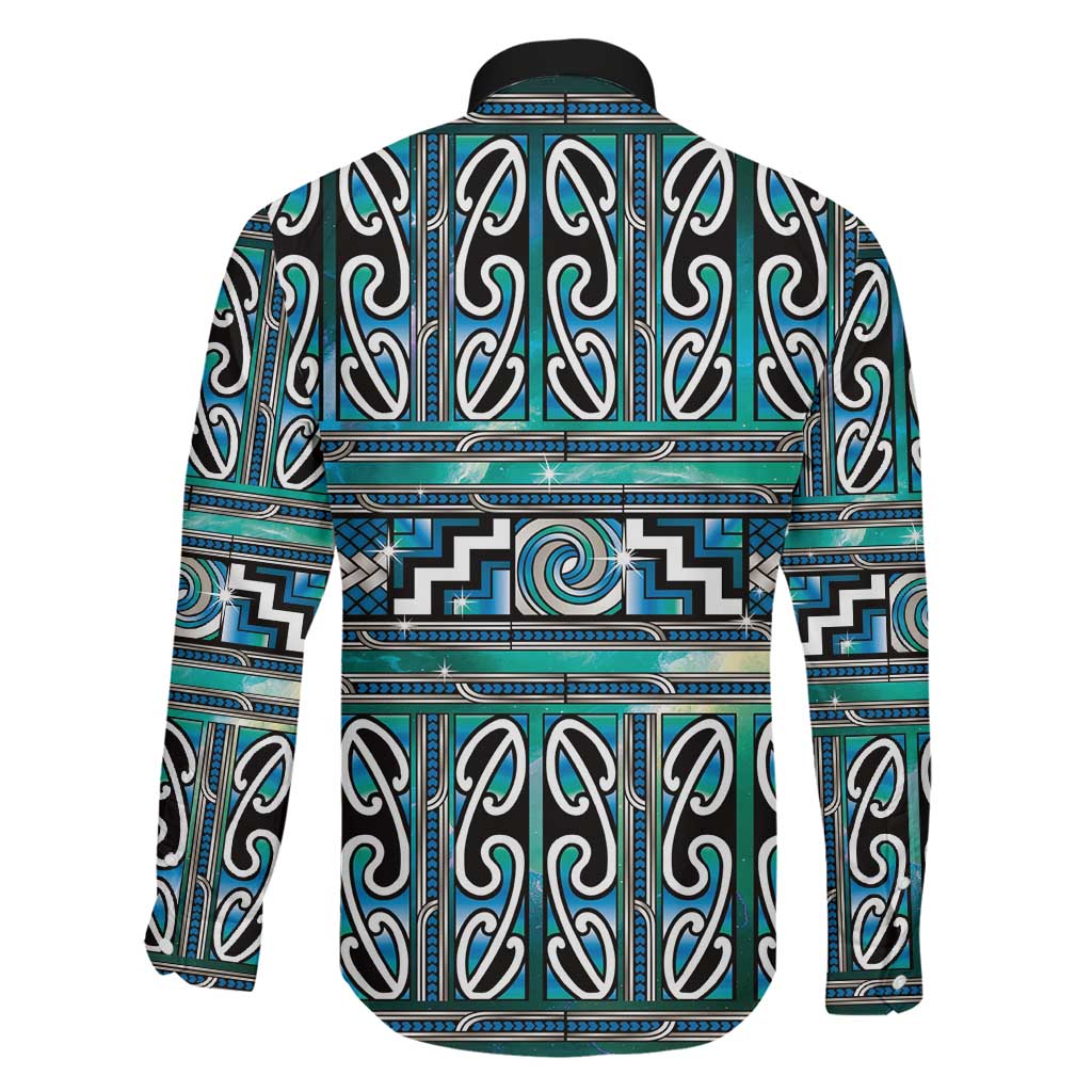 Maori Matariki Family Matching Off Shoulder Short Dress and Hawaiian Shirt Green Galaxy Aesthetic Koru Art