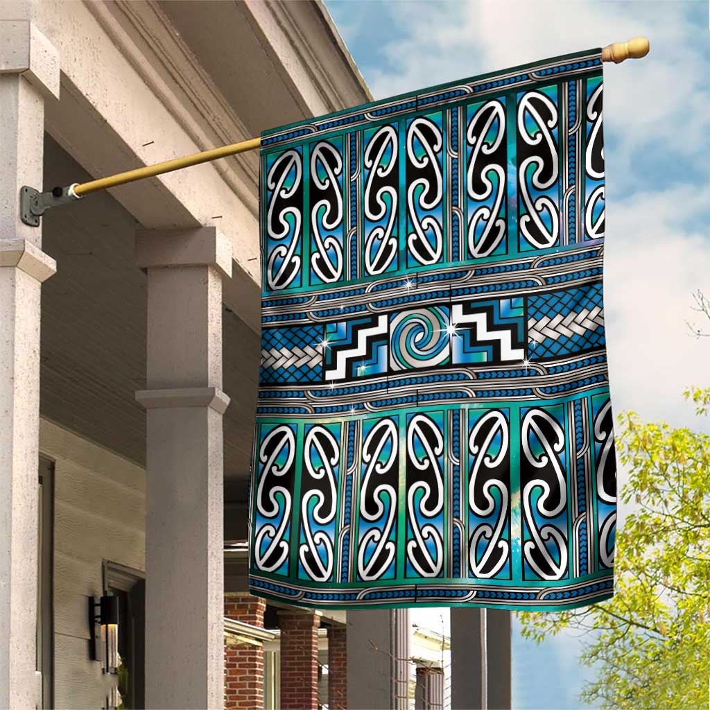 Maori Matariki Garden Flag Green Galaxy Aesthetic Koru Art LT01 House Flag Green - Polynesian Pride