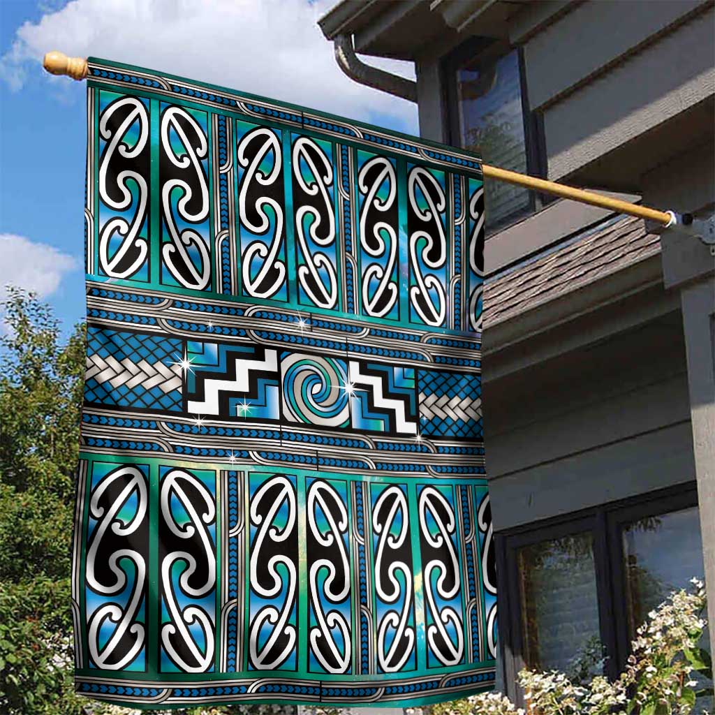 Maori Matariki Garden Flag Green Galaxy Aesthetic Koru Art LT01 - Polynesian Pride