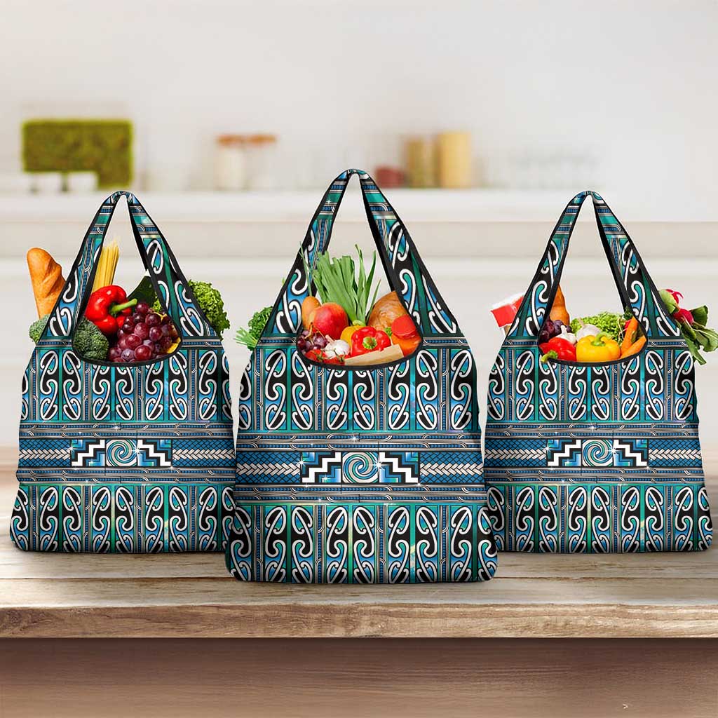 Maori Matariki Grocery Bag Green Galaxy Aesthetic Koru Art LT01 3-pack One Size Green - Polynesian Pride