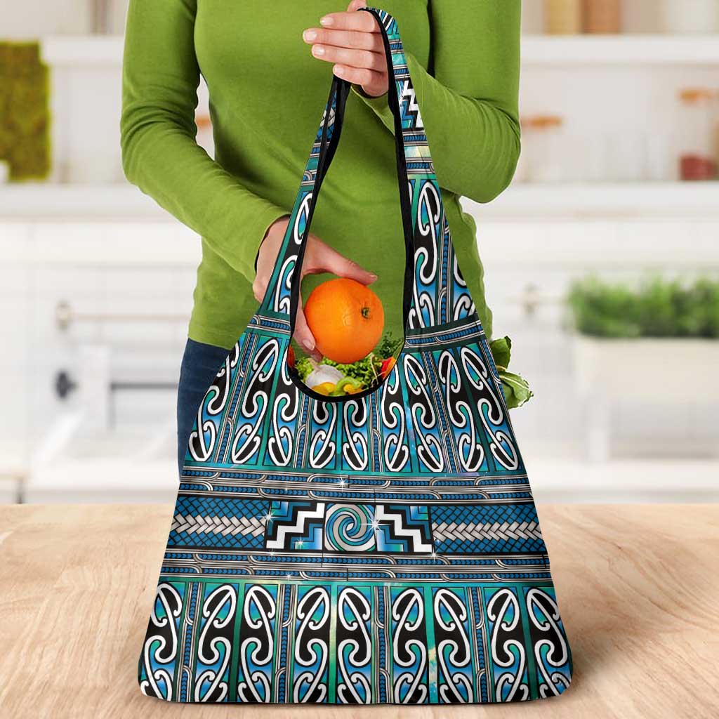 Maori Matariki Grocery Bag Green Galaxy Aesthetic Koru Art LT01 - Polynesian Pride