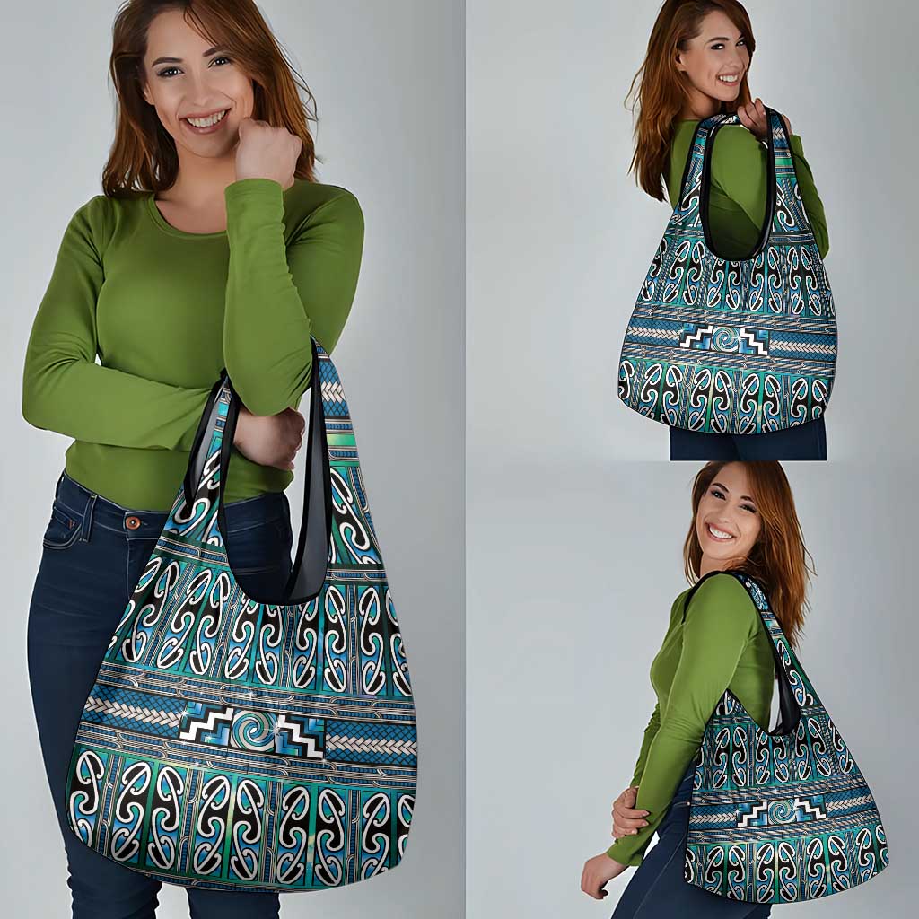 Maori Matariki Grocery Bag Green Galaxy Aesthetic Koru Art LT01 - Polynesian Pride