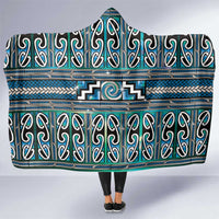 Maori Matariki Hooded Blanket Green Galaxy Aesthetic Koru Art