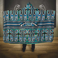 Maori Matariki Hooded Blanket Green Galaxy Aesthetic Koru Art