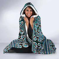 Maori Matariki Hooded Blanket Green Galaxy Aesthetic Koru Art