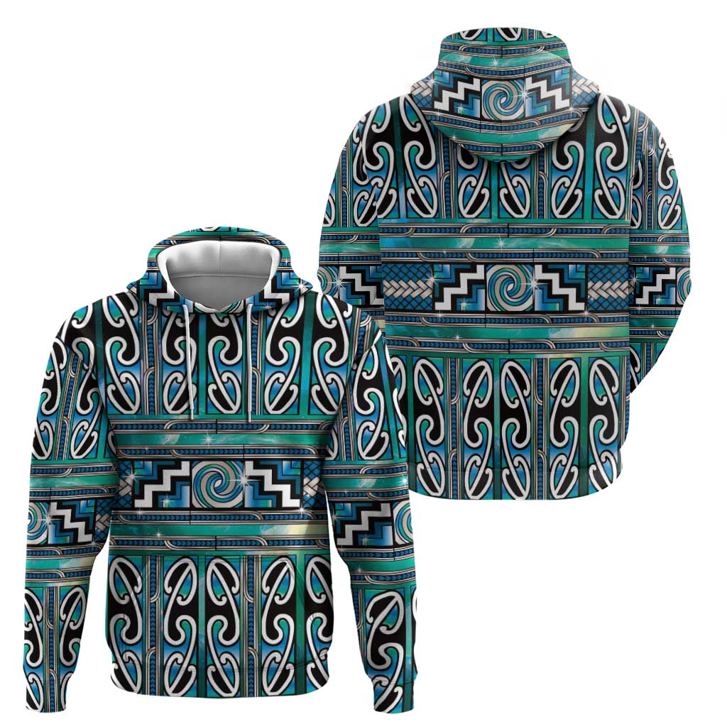 Maori Matariki Hoodie Green Galaxy Aesthetic Koru Art LT01 - Polynesian Pride