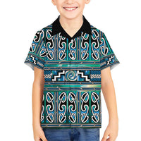 Maori Matariki Kid Hawaiian Shirt Green Galaxy Aesthetic Koru Art