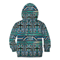 Maori Matariki Kid Hoodie Green Galaxy Aesthetic Koru Art