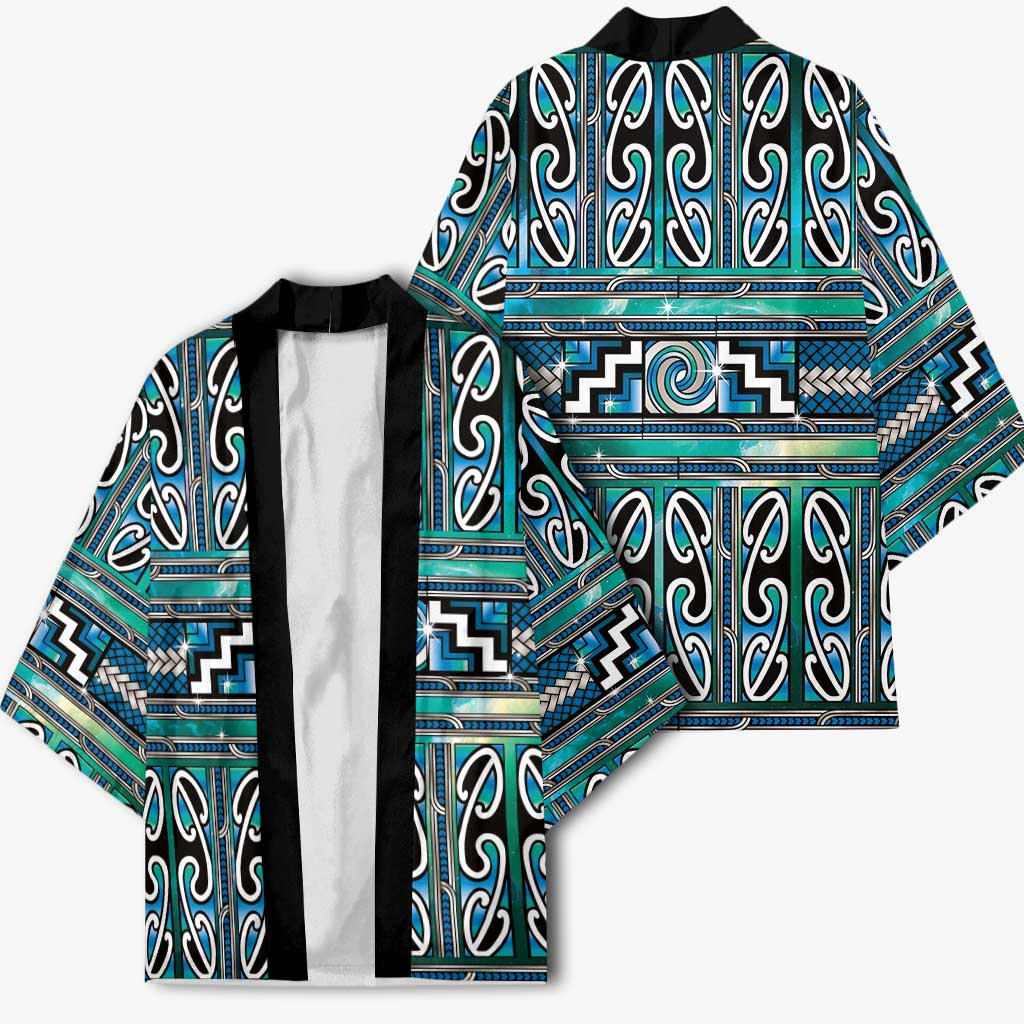 Maori Matariki Kimono Green Galaxy Aesthetic Koru Art LT01 - Polynesian Pride