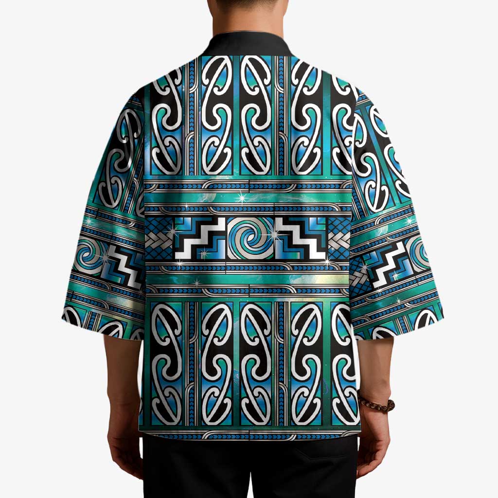 Maori Matariki Kimono Green Galaxy Aesthetic Koru Art LT01 - Polynesian Pride