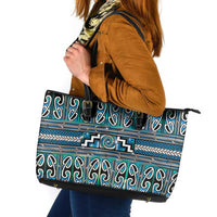 Maori Matariki Leather Tote Bag Green Galaxy Aesthetic Koru Art LT01 Green - Polynesian Pride