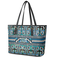 Maori Matariki Leather Tote Bag Green Galaxy Aesthetic Koru Art LT01 - Polynesian Pride