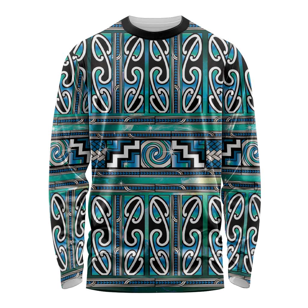 Maori Matariki Long Sleeve Shirt Green Galaxy Aesthetic Koru Art