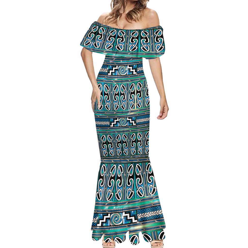 Maori Matariki Mermaid Dress Green Galaxy Aesthetic Koru Art
