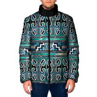 Maori Matariki Padded Jacket Green Galaxy Aesthetic Koru Art