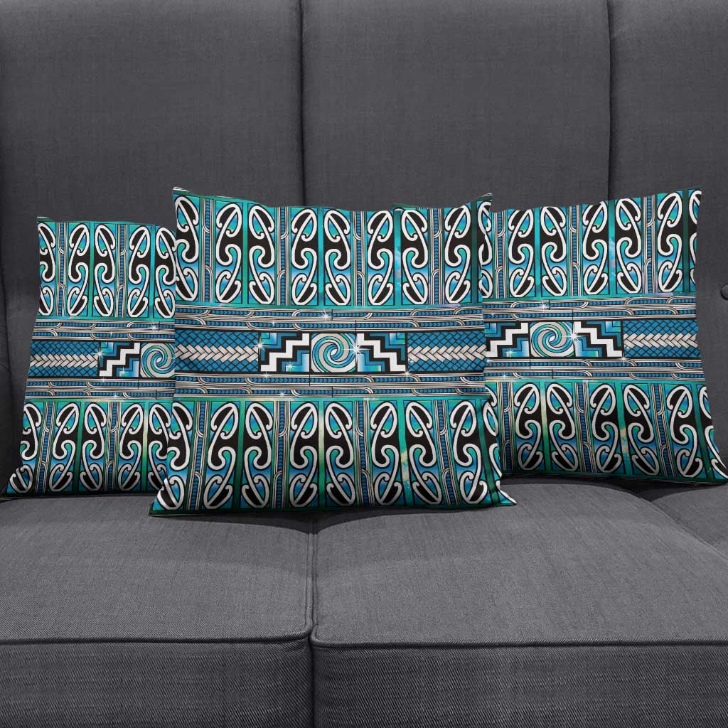 Maori Matariki Pillow Cover Green Galaxy Aesthetic Koru Art LT01 - Polynesian Pride