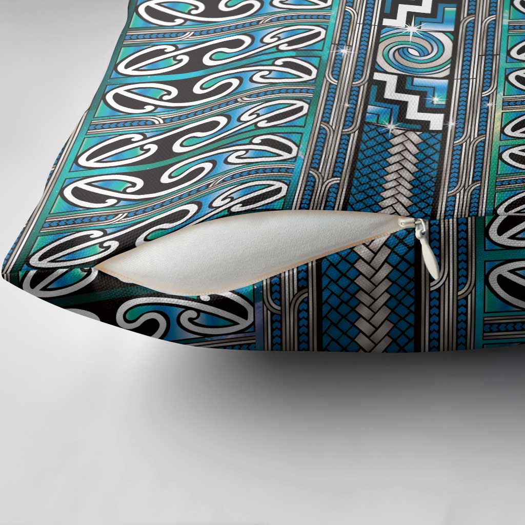 Maori Matariki Pillow Cover Green Galaxy Aesthetic Koru Art LT01 - Polynesian Pride