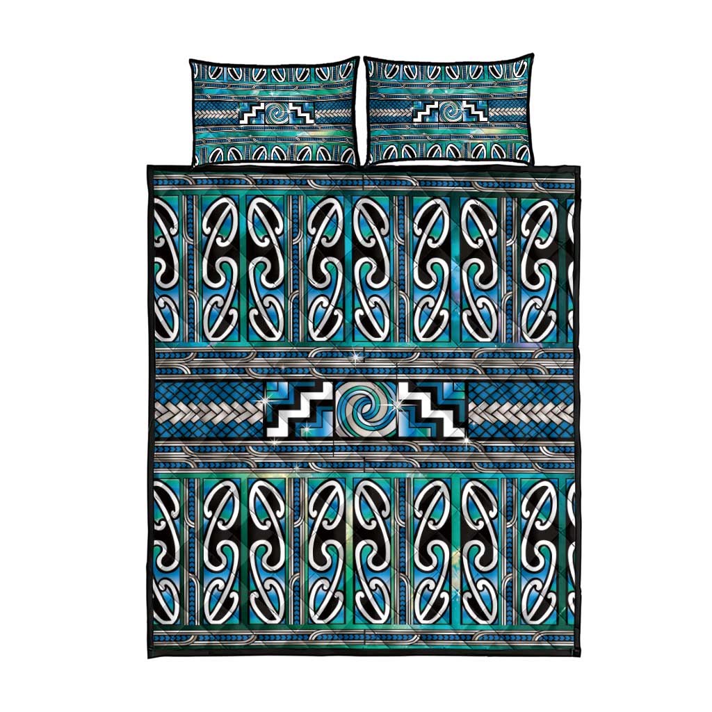 Maori Matariki Quilt Bed Set Green Galaxy Aesthetic Koru Art LT01 - Polynesian Pride