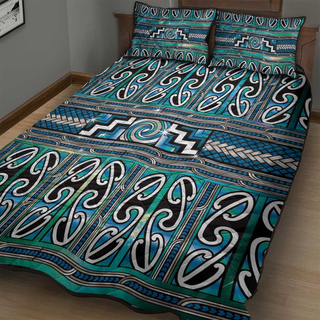 Maori Matariki Quilt Bed Set Green Galaxy Aesthetic Koru Art LT01 - Polynesian Pride