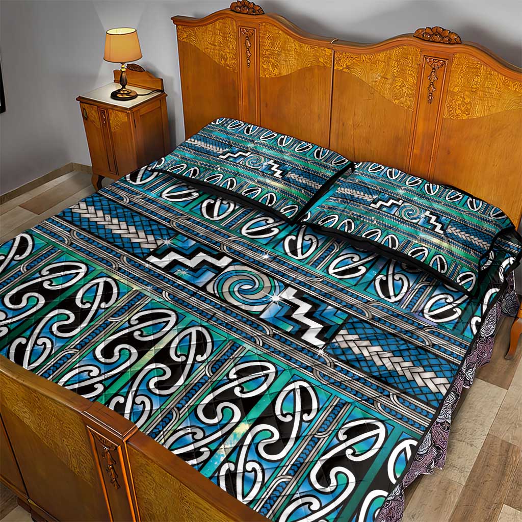 Maori Matariki Quilt Bed Set Green Galaxy Aesthetic Koru Art LT01 - Polynesian Pride