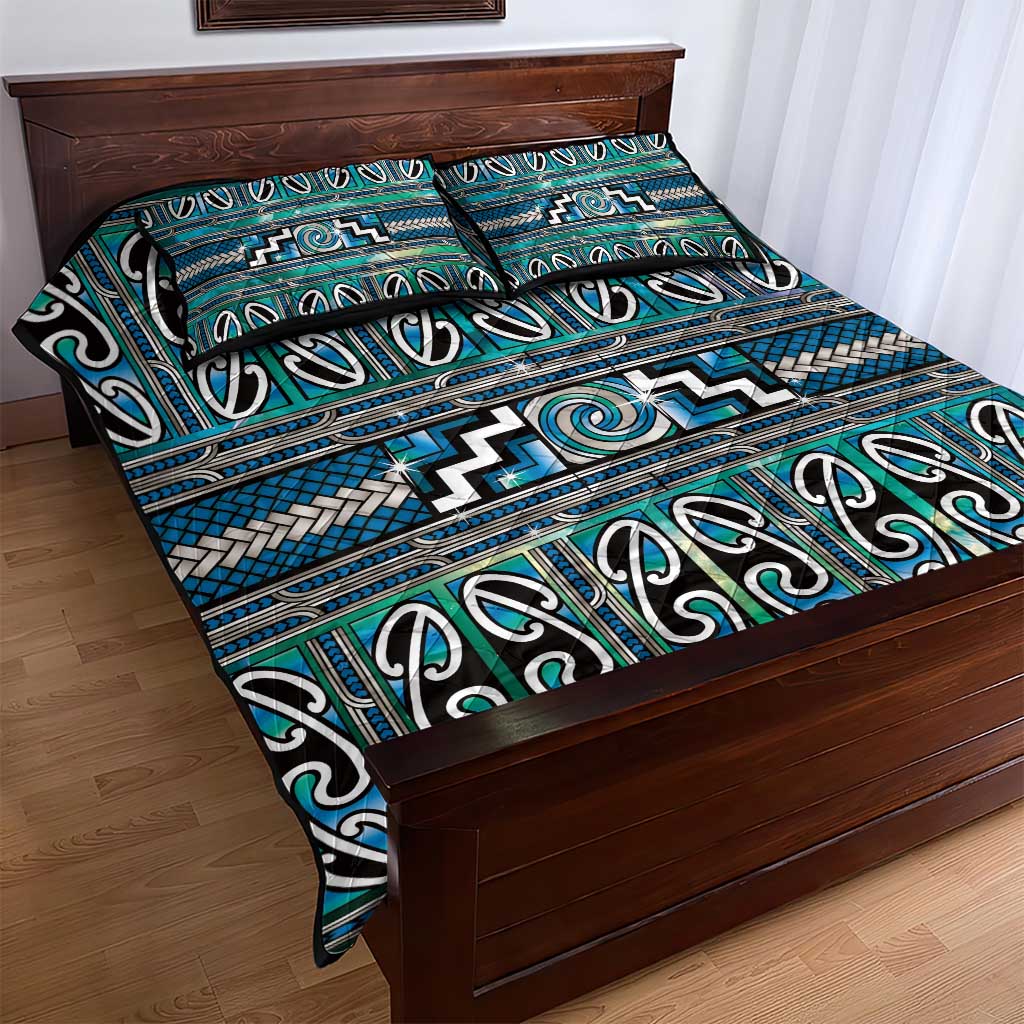 Maori Matariki Quilt Bed Set Green Galaxy Aesthetic Koru Art LT01 - Polynesian Pride