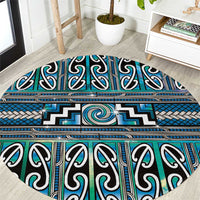 Maori Matariki Round Carpet Green Galaxy Aesthetic Koru Art