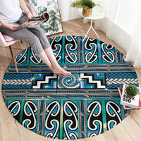 Maori Matariki Round Carpet Green Galaxy Aesthetic Koru Art