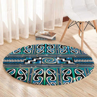 Maori Matariki Round Carpet Green Galaxy Aesthetic Koru Art