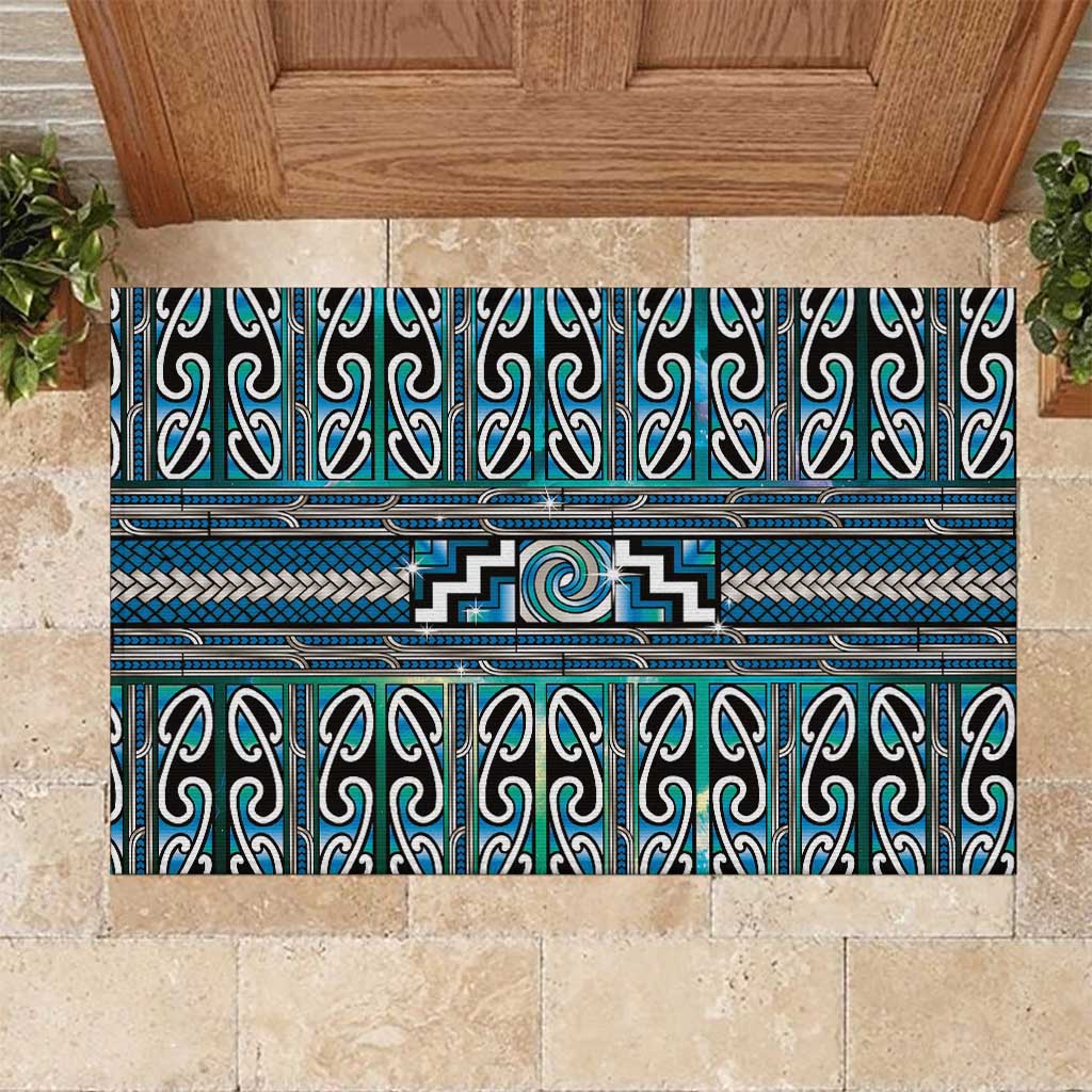 Maori Matariki Rubber Doormat Green Galaxy Aesthetic Koru Art LT01 Green - Polynesian Pride