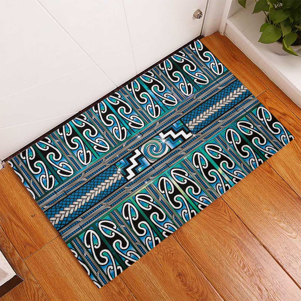 Maori Matariki Rubber Doormat Green Galaxy Aesthetic Koru Art LT01 - Polynesian Pride