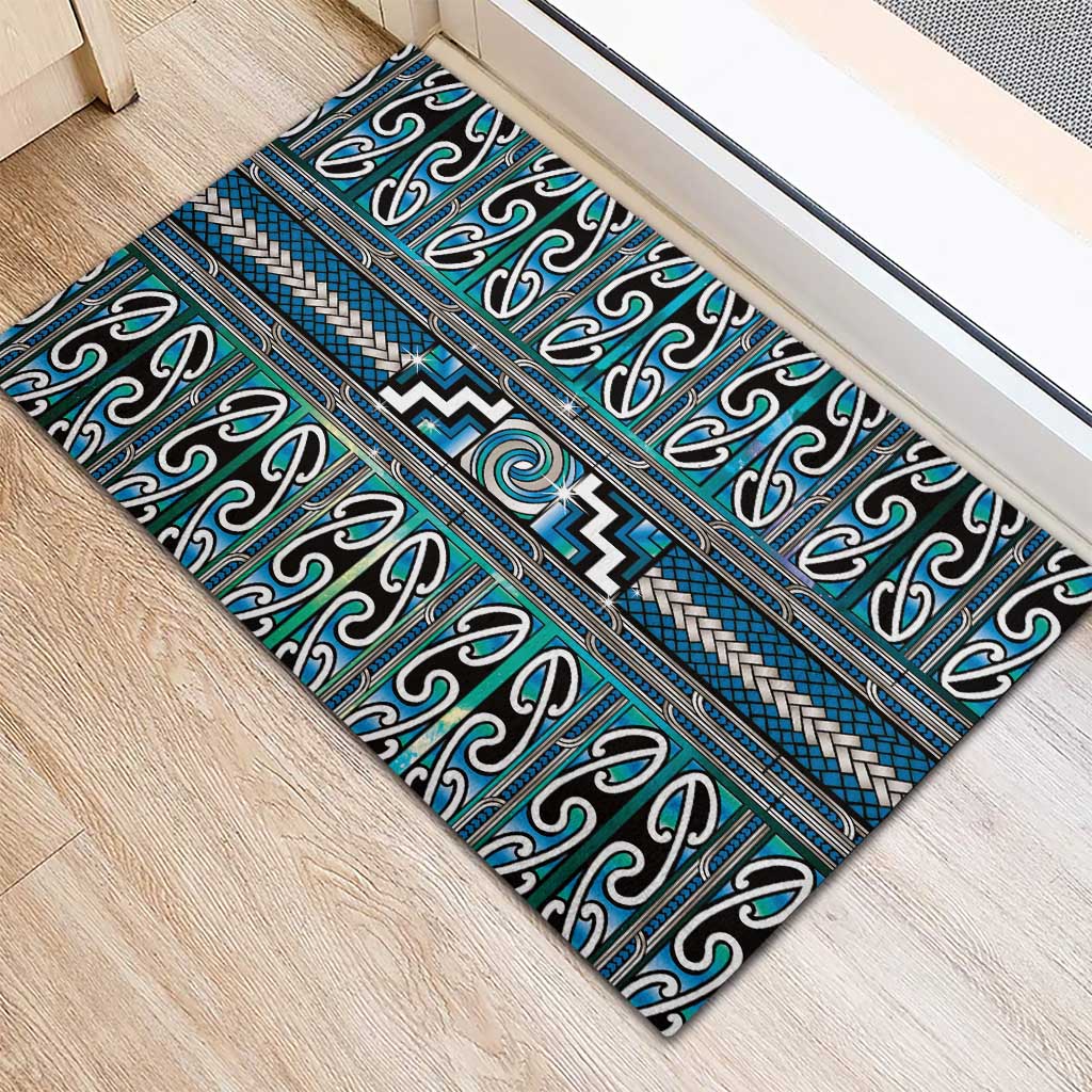 Maori Matariki Rubber Doormat Green Galaxy Aesthetic Koru Art LT01 - Polynesian Pride