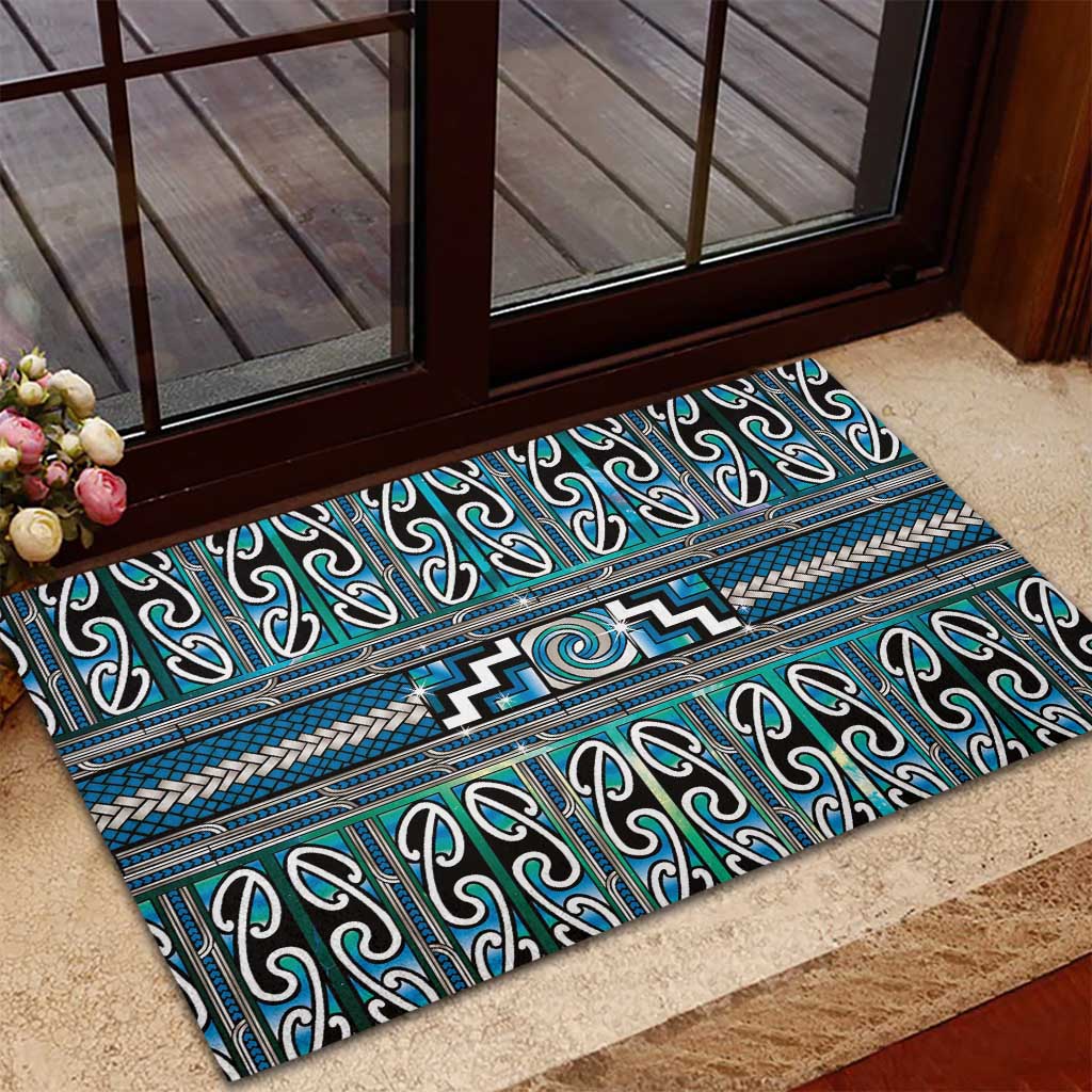 Maori Matariki Rubber Doormat Green Galaxy Aesthetic Koru Art LT01 - Polynesian Pride