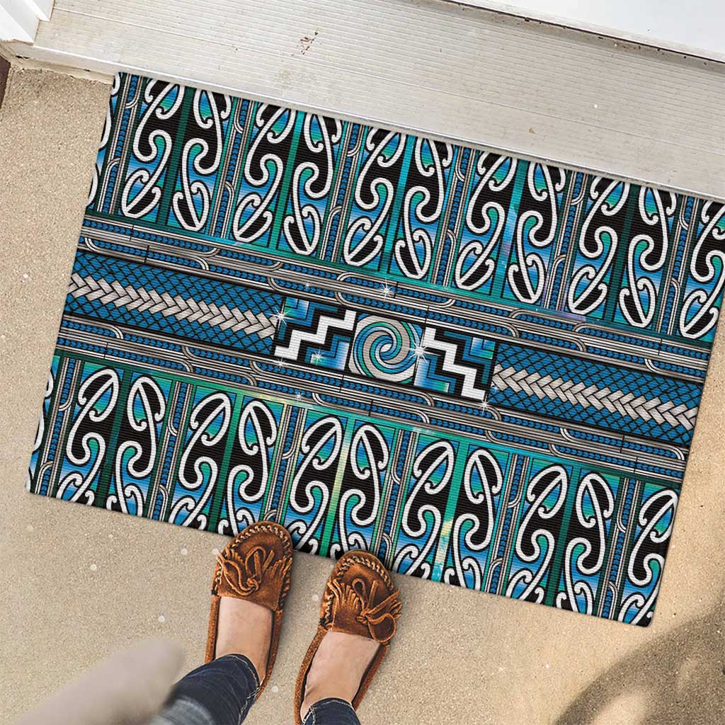 Maori Matariki Rubber Doormat Green Galaxy Aesthetic Koru Art LT01 - Polynesian Pride