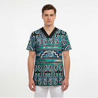 Maori Matariki Scrub Top Green Galaxy Aesthetic Koru Art LT01 - Polynesian Pride