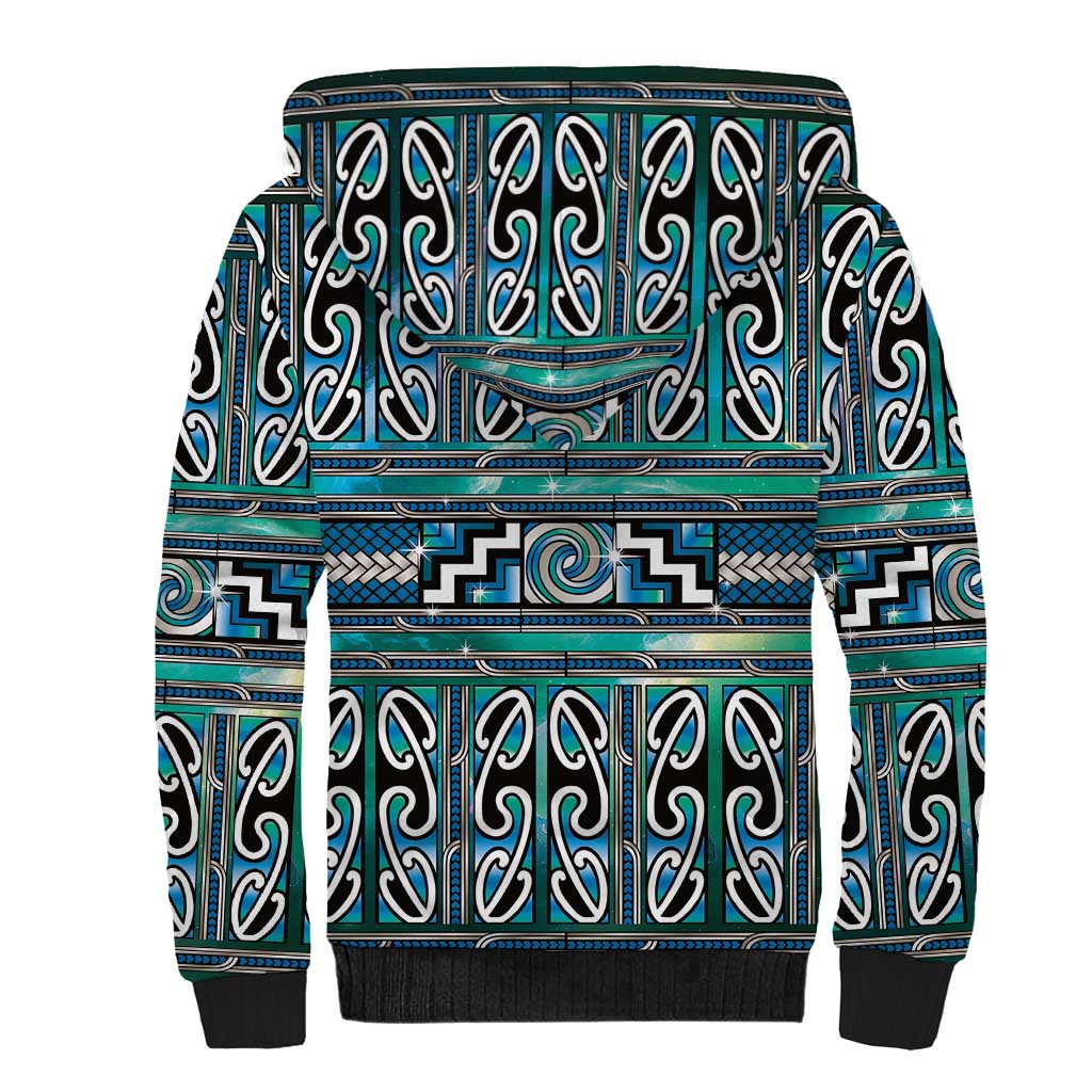 Maori Matariki Sherpa Hoodie Green Galaxy Aesthetic Koru Art LT01 - Polynesian Pride