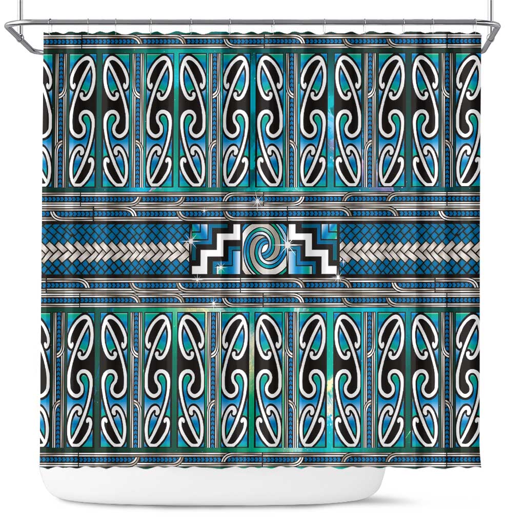 Maori Matariki Shower Curtain Green Galaxy Aesthetic Koru Art LT01 Green - Polynesian Pride