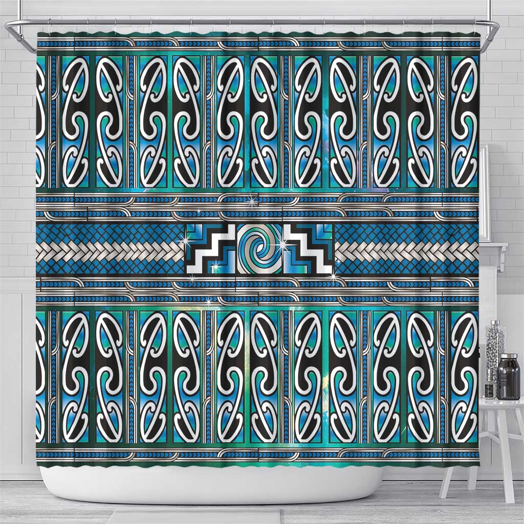 Maori Matariki Shower Curtain Green Galaxy Aesthetic Koru Art LT01 - Polynesian Pride