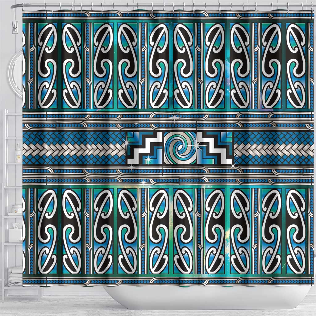Maori Matariki Shower Curtain Green Galaxy Aesthetic Koru Art LT01 - Polynesian Pride