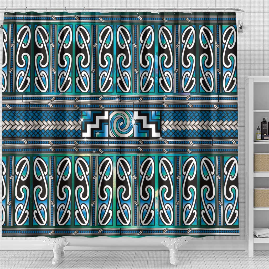 Maori Matariki Shower Curtain Green Galaxy Aesthetic Koru Art LT01 - Polynesian Pride