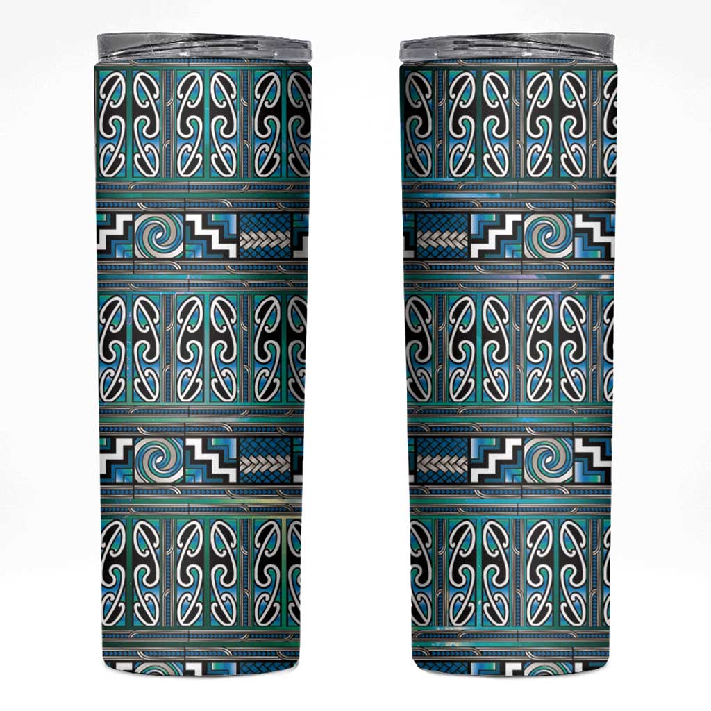 Maori Matariki Skinny Tumbler Green Galaxy Aesthetic Koru Art LT01 Green - Polynesian Pride