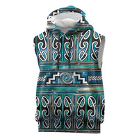 Maori Matariki Sleeveless Hoodie Green Galaxy Aesthetic Koru Art