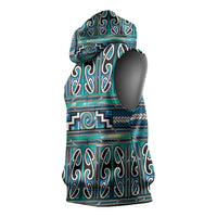 Maori Matariki Sleeveless Hoodie Green Galaxy Aesthetic Koru Art
