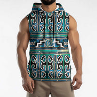Maori Matariki Sleeveless Hoodie Green Galaxy Aesthetic Koru Art