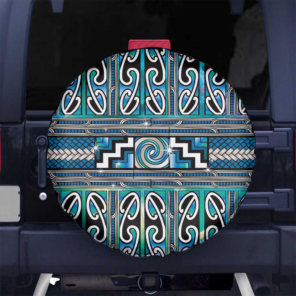 Maori Matariki Spare Tire Cover Green Galaxy Aesthetic Koru Art