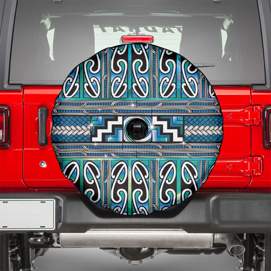 Maori Matariki Spare Tire Cover Green Galaxy Aesthetic Koru Art