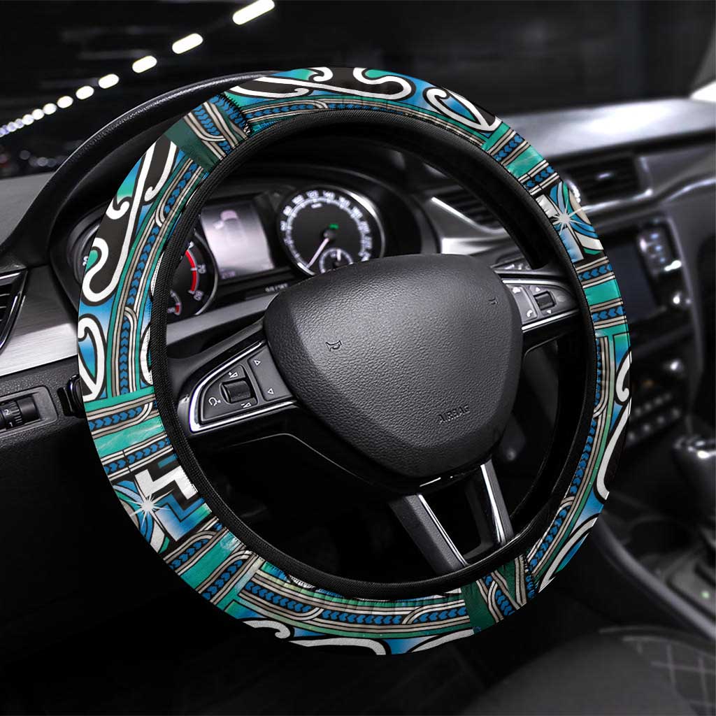 Maori Matariki Steering Wheel Cover Green Galaxy Aesthetic Koru Art