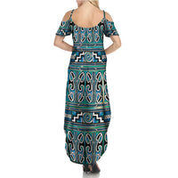 Maori Matariki Summer Maxi Dress Green Galaxy Aesthetic Koru Art
